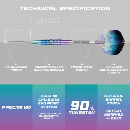 Precise 180 Northern Lights Darts